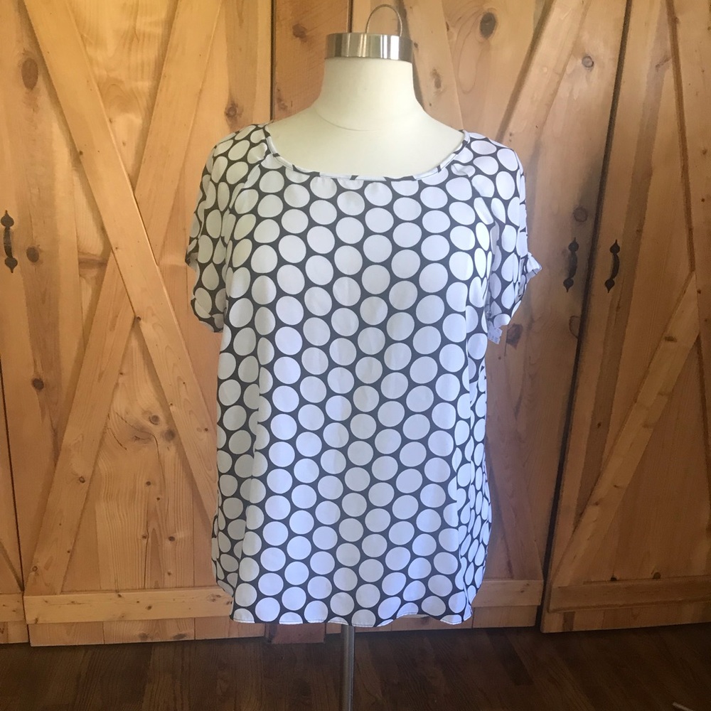 Polka dot easy fit lightweight blouse